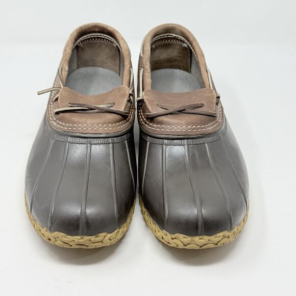L.L. Bean Duck Boots Low Shoes Mens 13 Wide Brown Leather Rubber Moc Waterproof main image 9